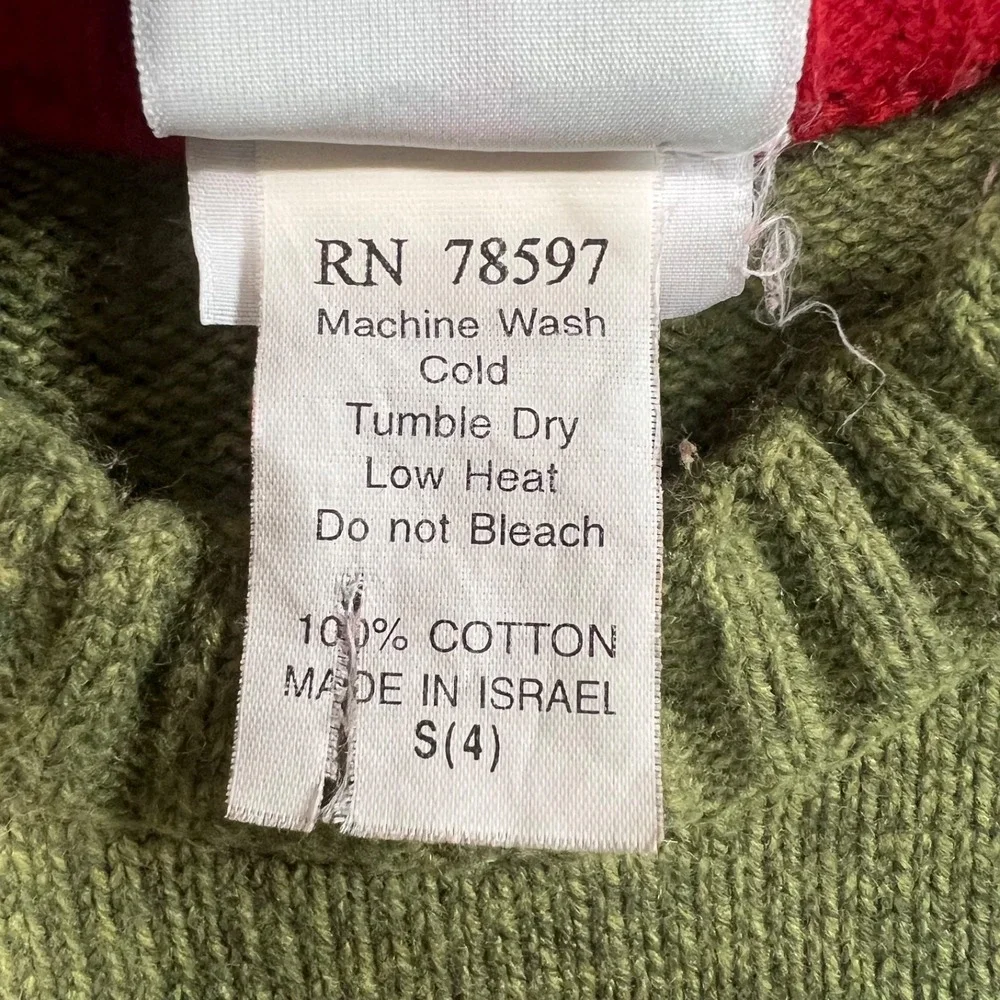 Vintage‎ Plaid Moose Sweater Boys Size 4 Green 100% Cotton Y2K Made in Israel